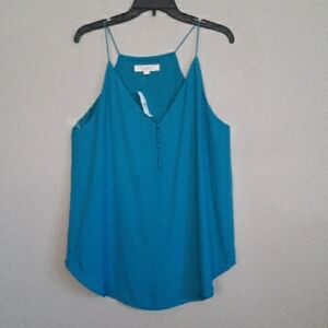 LOFT Teal V-Neck Spaghetti Strap Cami Tank